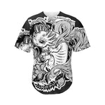 Black And White Axolotl Print Men's Baseball Jersey