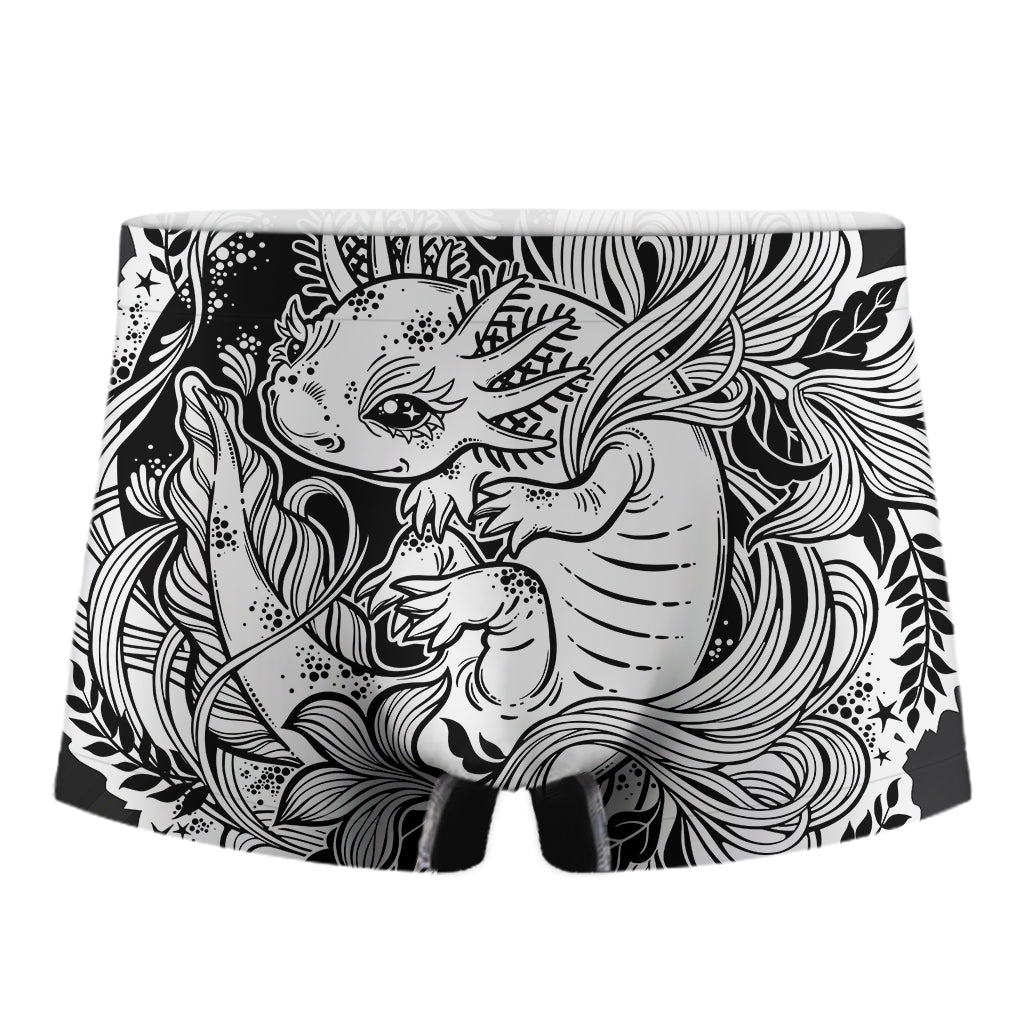 Black And White Axolotl Print Men's Boxer Briefs