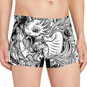 Black And White Axolotl Print Men's Boxer Briefs