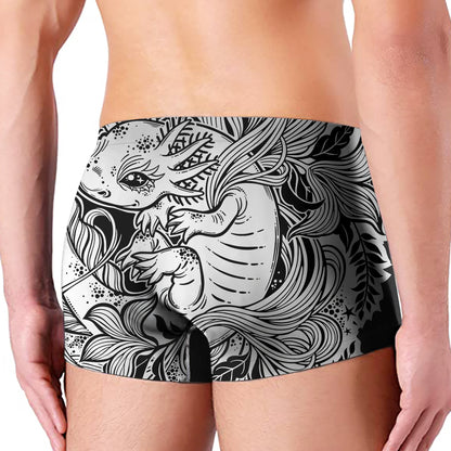Black And White Axolotl Print Men's Boxer Briefs