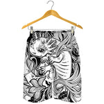 Black And White Axolotl Print Men's Shorts