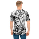 Black And White Axolotl Print Men's T-Shirt