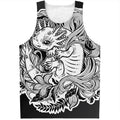 Black And White Axolotl Print Men's Tank Top