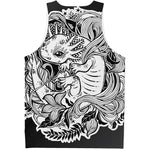 Black And White Axolotl Print Men's Tank Top