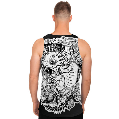 Black And White Axolotl Print Men's Tank Top