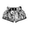 Black And White Axolotl Print Muay Thai Boxing Shorts