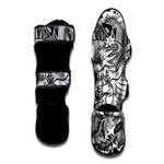 Black And White Axolotl Print Muay Thai Shin Guard