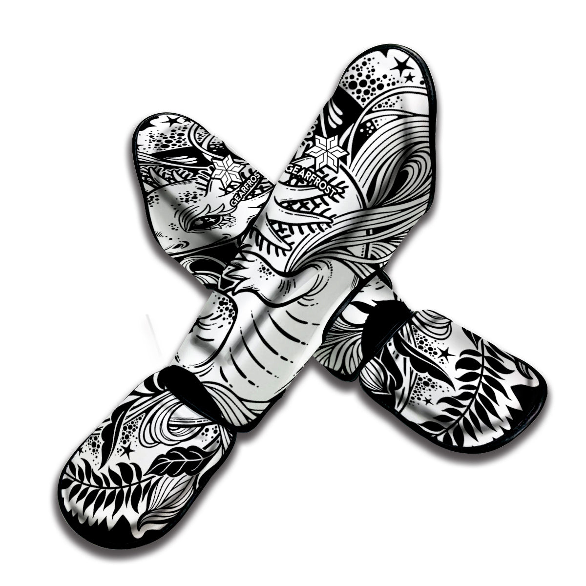 Black And White Axolotl Print Muay Thai Shin Guard