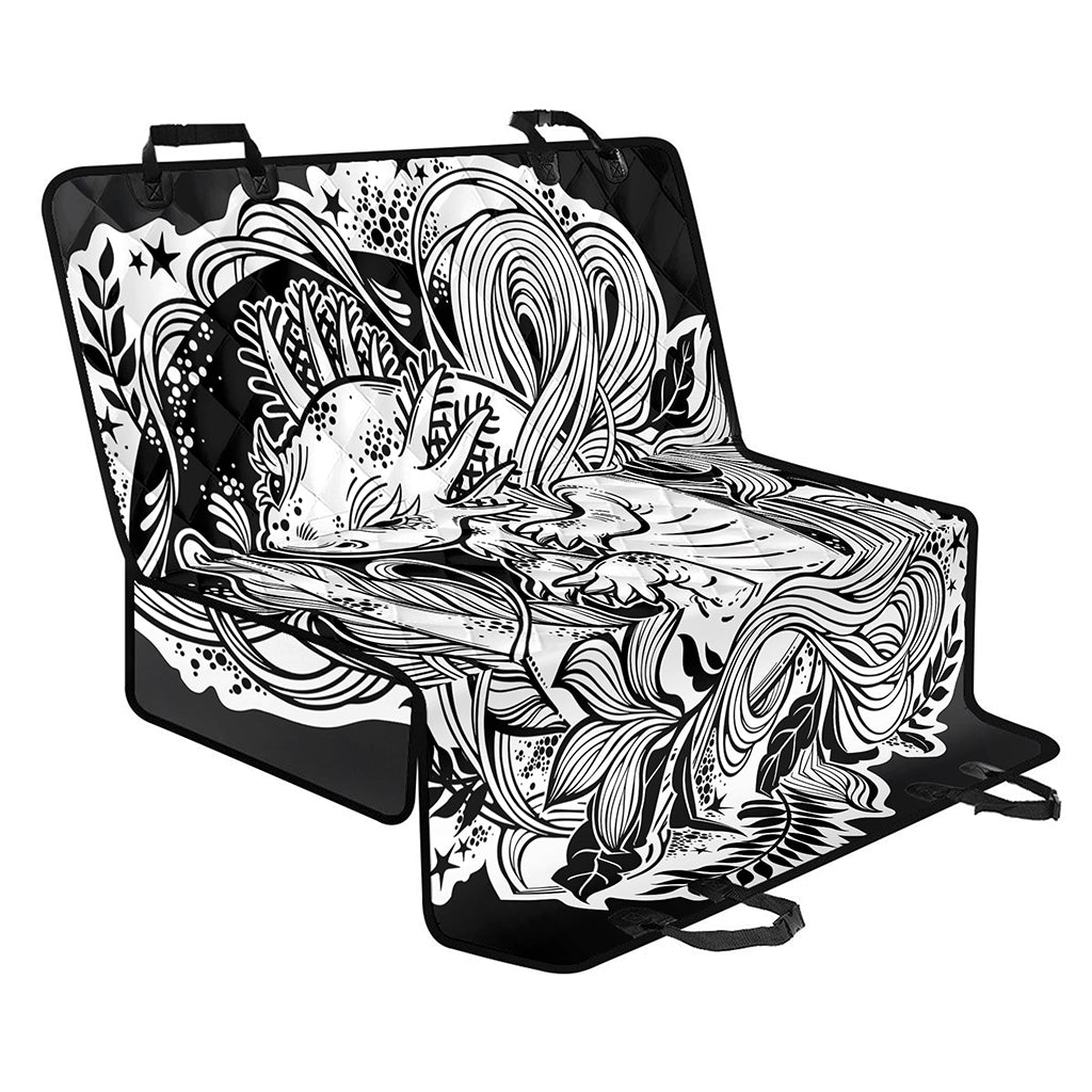 Black And White Axolotl Print Pet Car Back Seat Cover
