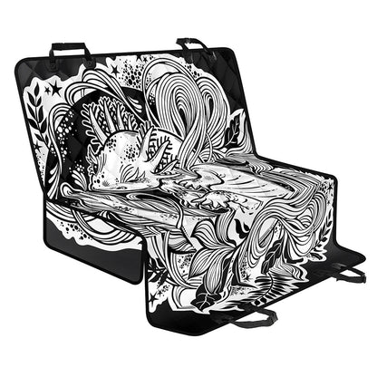 Black And White Axolotl Print Pet Car Back Seat Cover