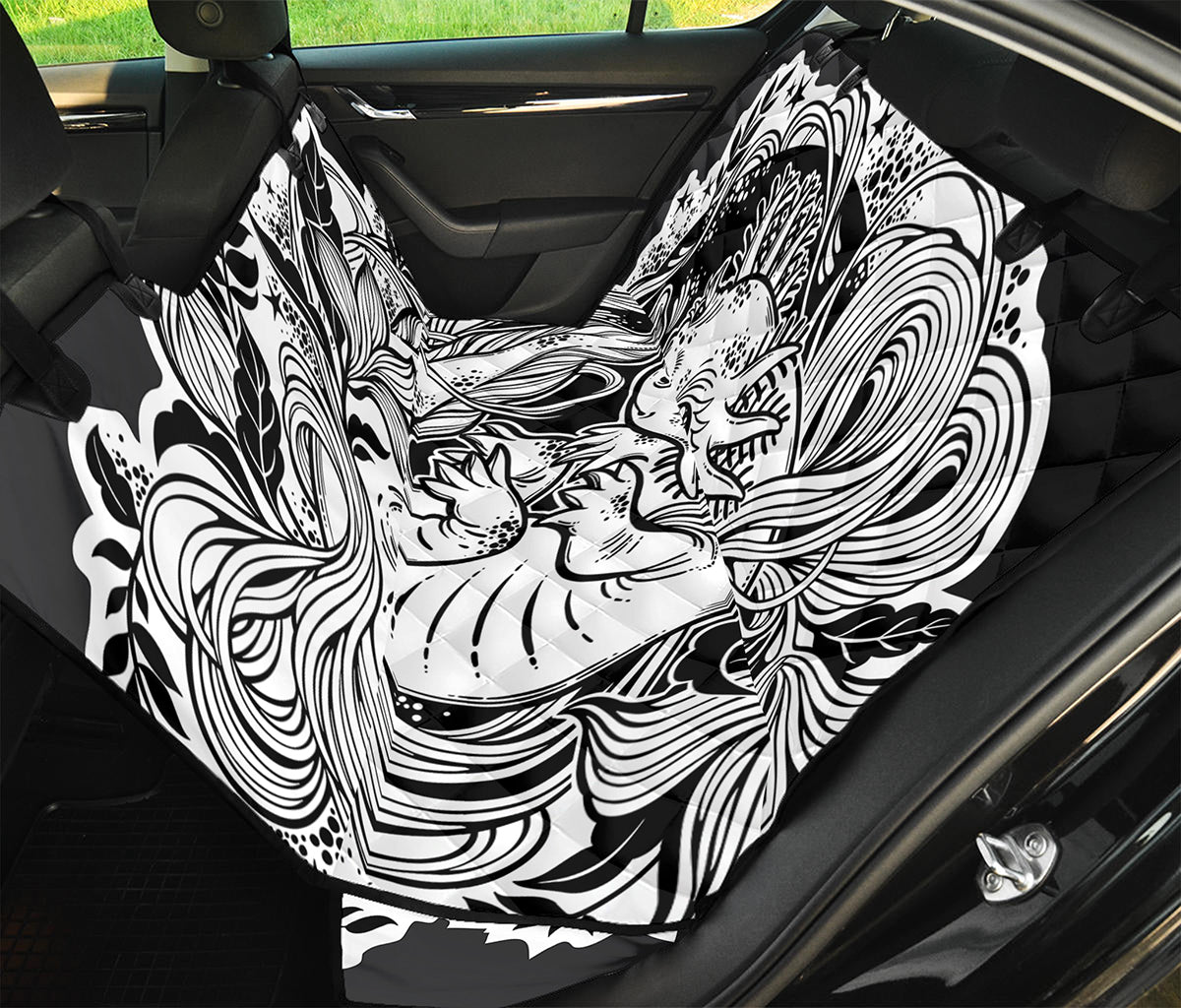 Black And White Axolotl Print Pet Car Back Seat Cover