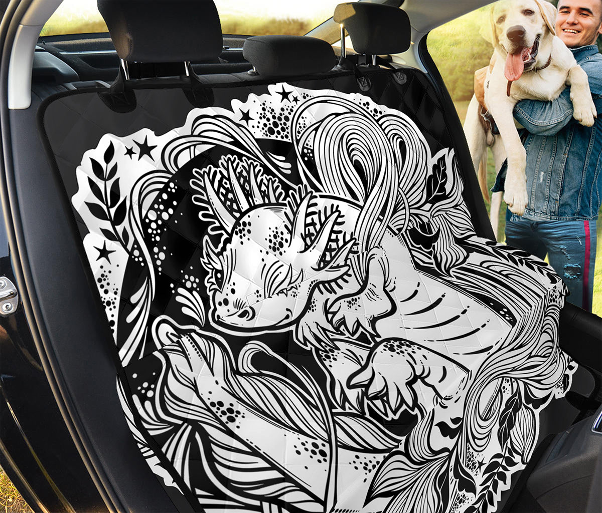 Black And White Axolotl Print Pet Car Back Seat Cover
