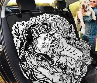 Black And White Axolotl Print Pet Car Back Seat Cover