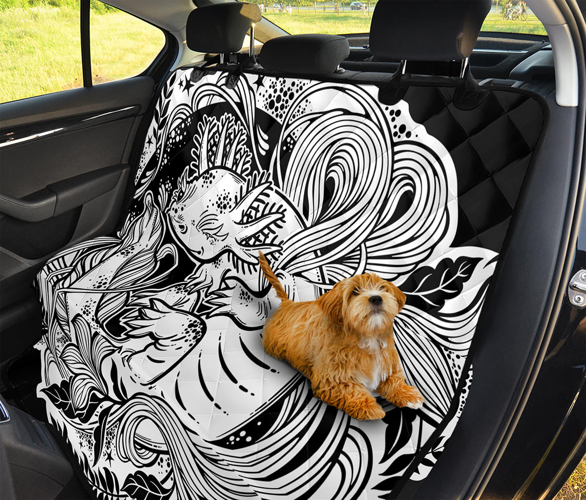 Black And White Axolotl Print Pet Car Back Seat Cover