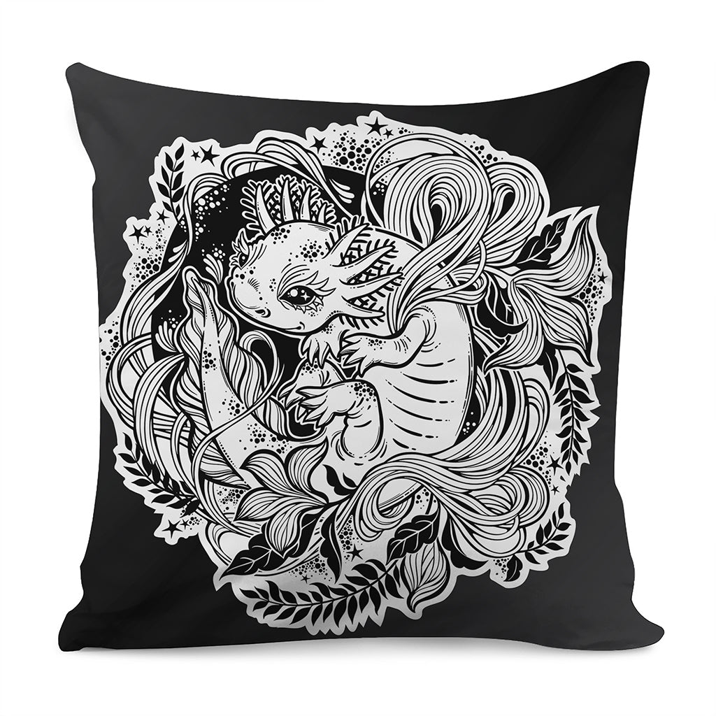 Black And White Axolotl Print Pillow Cover