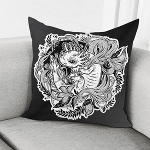 Black And White Axolotl Print Pillow Cover