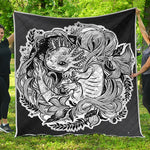 Black And White Axolotl Print Quilt