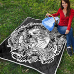 Black And White Axolotl Print Quilt