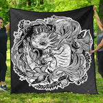 Black And White Axolotl Print Quilt