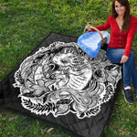 Black And White Axolotl Print Quilt