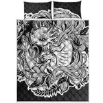 Black And White Axolotl Print Quilt Bed Set