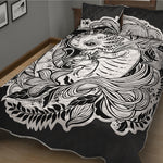 Black And White Axolotl Print Quilt Bed Set