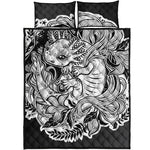 Black And White Axolotl Print Quilt Bed Set