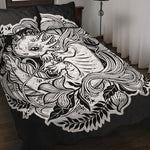 Black And White Axolotl Print Quilt Bed Set