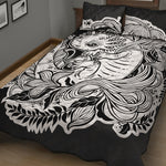 Black And White Axolotl Print Quilt Bed Set