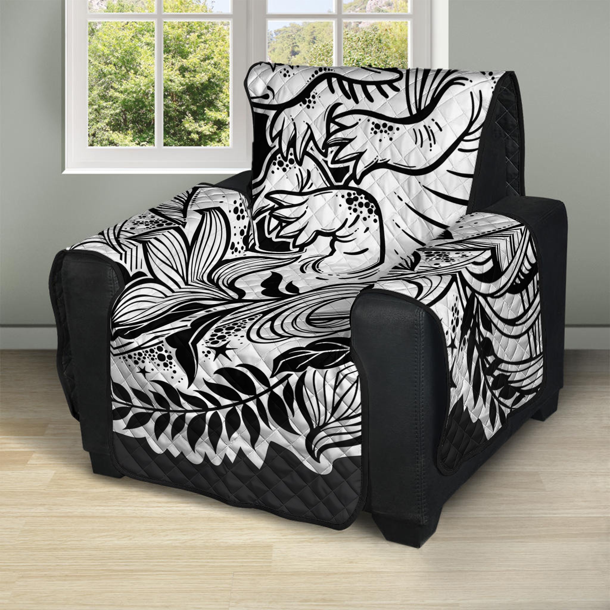 Black And White Axolotl Print Recliner Protector