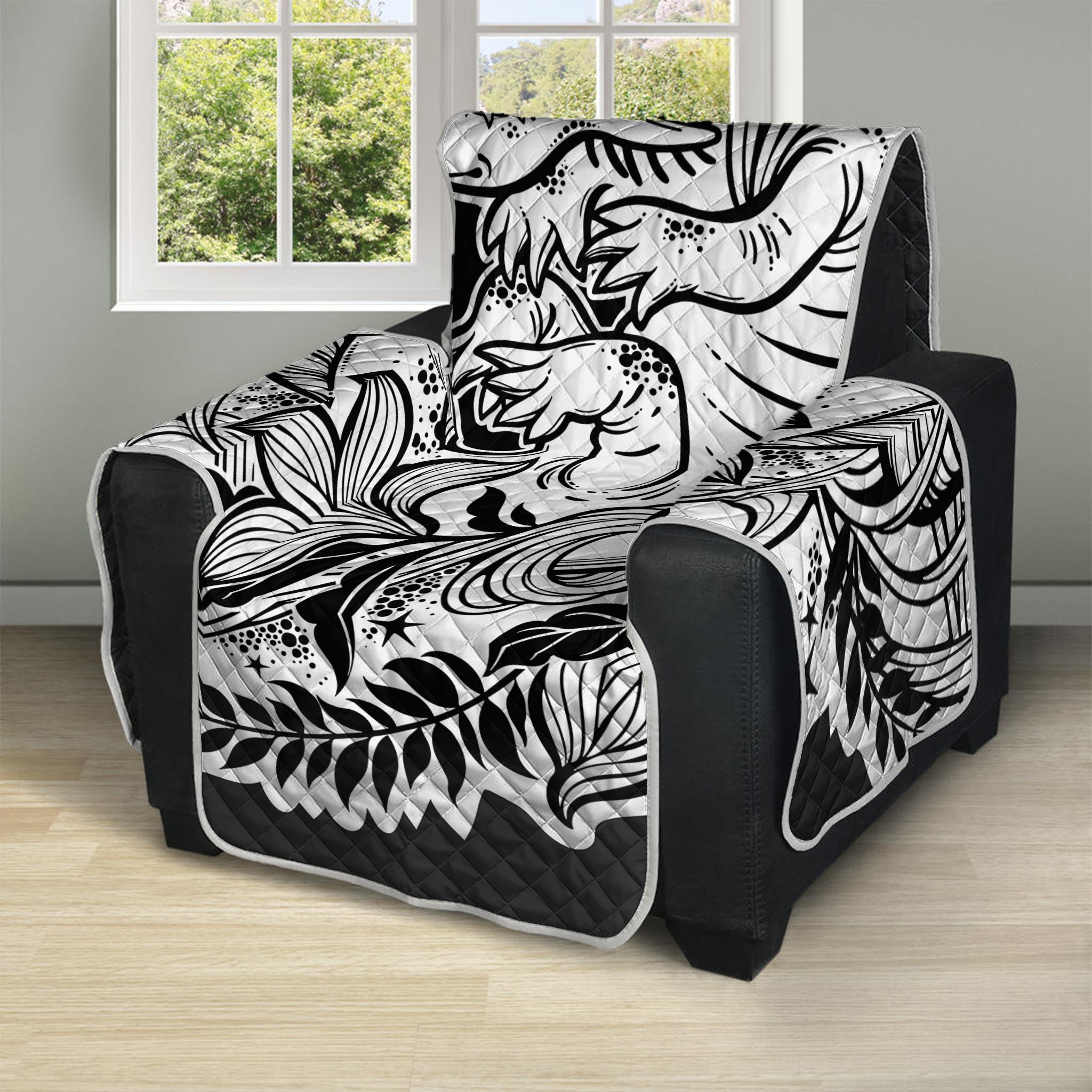 Black And White Axolotl Print Recliner Protector