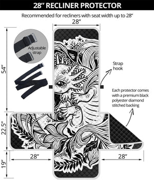 Black And White Axolotl Print Recliner Protector