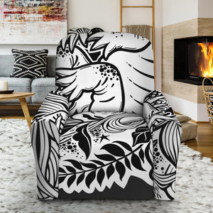 Black And White Axolotl Print Recliner Slipcover