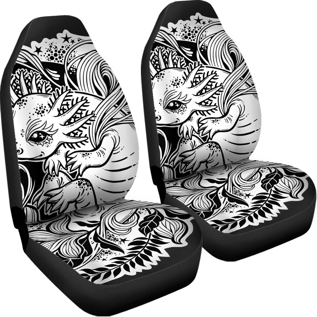 Black And White Axolotl Print Universal Fit Car Seat Covers