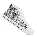 Black And White Axolotl Print White High Top Shoes