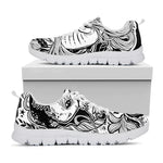 Black And White Axolotl Print White Sneakers