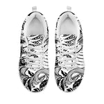Black And White Axolotl Print White Sneakers