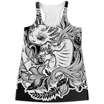 Black And White Axolotl Print Women's Racerback Tank Top