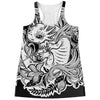 Black And White Axolotl Print Women's Racerback Tank Top