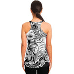 Black And White Axolotl Print Women's Racerback Tank Top