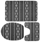 Black And White Aztec Ethnic Print 3 Piece Bath Mat Set