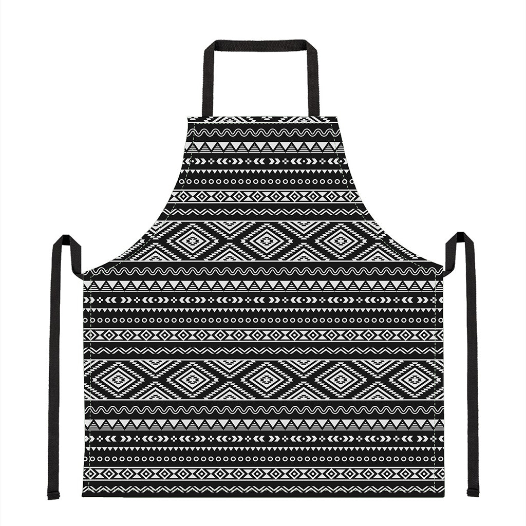 Black And White Aztec Ethnic Print Apron