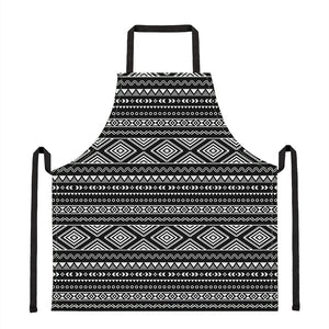 Black And White Aztec Ethnic Print Apron