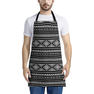 Black And White Aztec Ethnic Print Apron