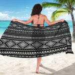 Black And White Aztec Ethnic Print Beach Sarong Wrap
