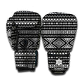 Black And White Aztec Ethnic Print Boxing Gloves