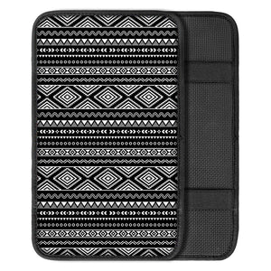Black And White Aztec Ethnic Print Car Center Console Cover