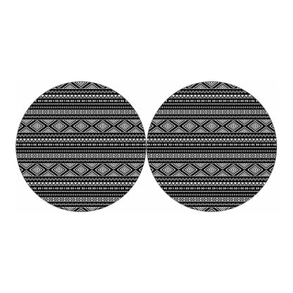 Black And White Aztec Ethnic Print Car Coasters