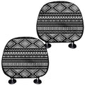 Black And White Aztec Ethnic Print Car Headrest Covers
