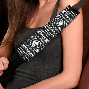 Black And White Aztec Ethnic Print Car Seat Belt Covers
